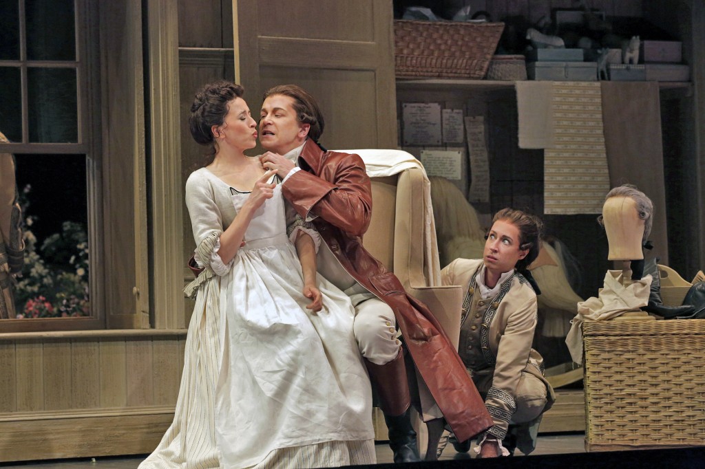 LISETTE OROPESA (SUSANNA), DANIEL OKULITCH (COUNT ALMAVIVA) + EMILY FONS (CHERUBINO).  Photo by Ken Howard