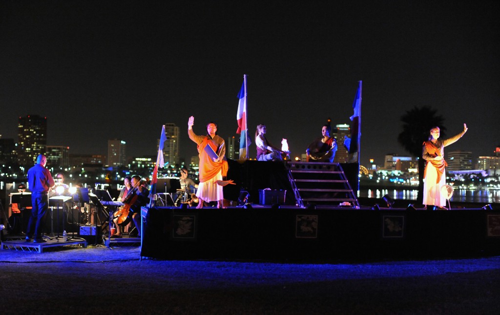 The company with Long Beach harbor and skyline. Photo by Keith Ian Polakoff.