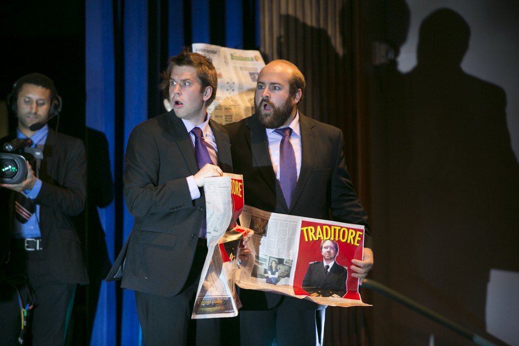 Daniel Moody as Narciso (left) and Stephen Maus as Pallante.