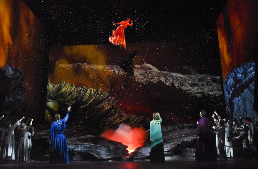 Into the mouth of Vesuvius! A final scene from "Rosa Dolorosa, Figlia di Pompei" the opera within the opera GREAT SCOTT. Photo by Karen Almond, 2016.
