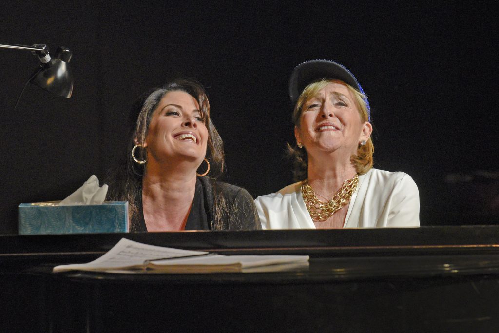 Two wonderful artists, Kate and Flicka. Mezzo-sopranos Kate Aldrich (Arden Scott) and Frederica von Stade (Winnie Flato) in San Diego Opera's GREAT SCOTT, 2016. Photo by Karen Almond. 