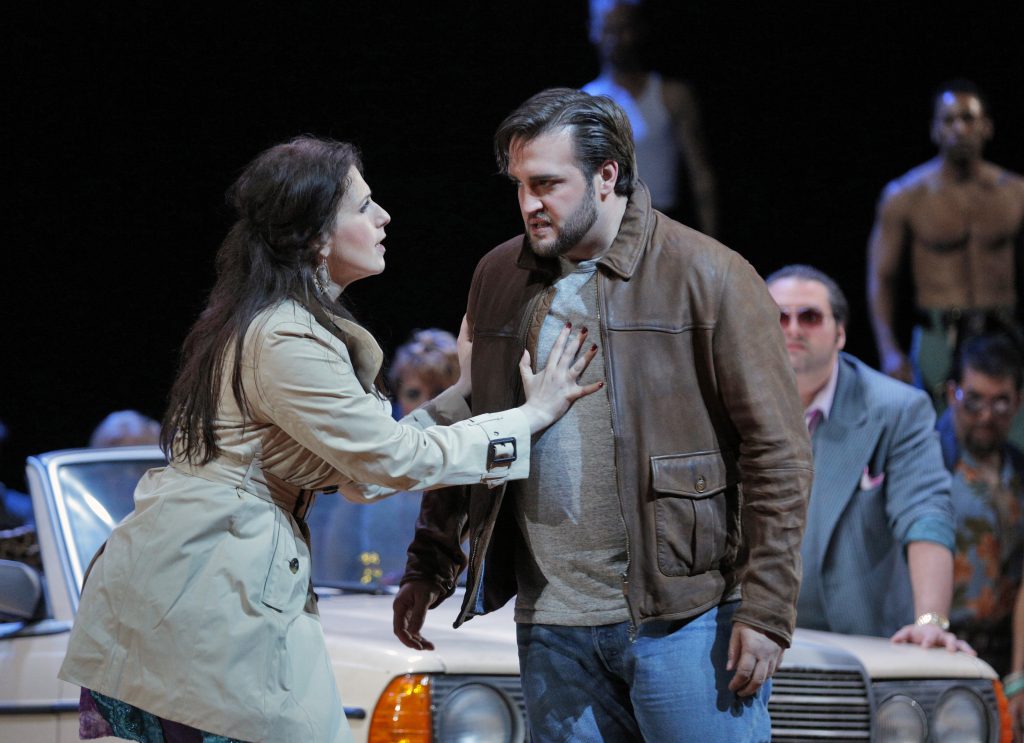 Ellie Dehn as Micaëla and Brian Jadge as Don Jose. Photo by Cory Weaver.