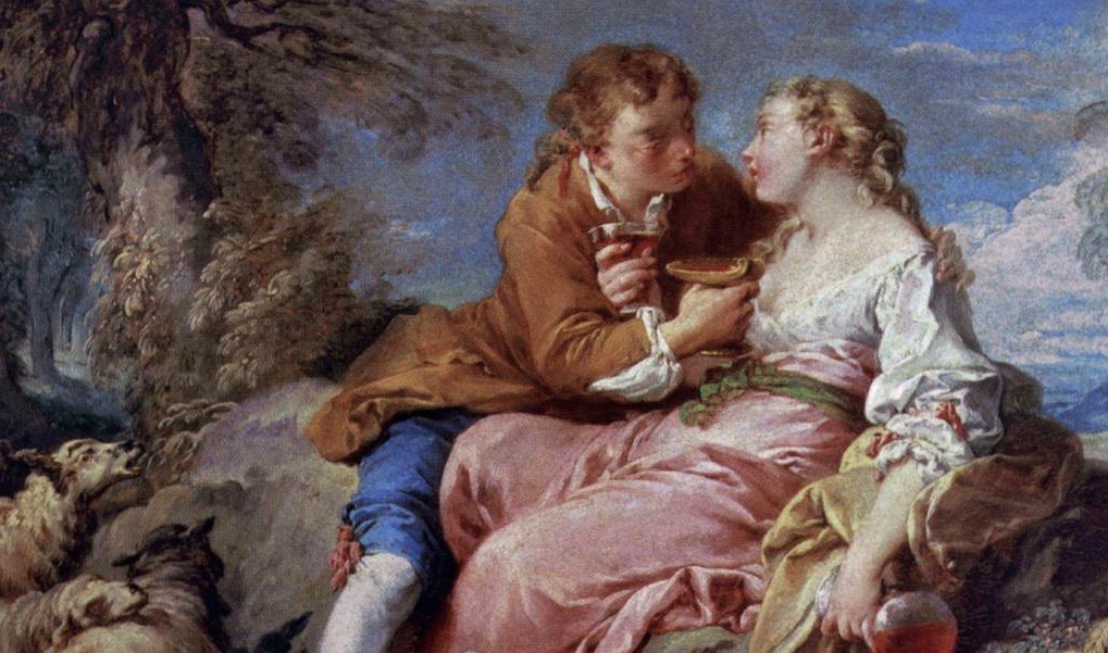 A detail from a pastoral scene by François Boucher, about 1740.